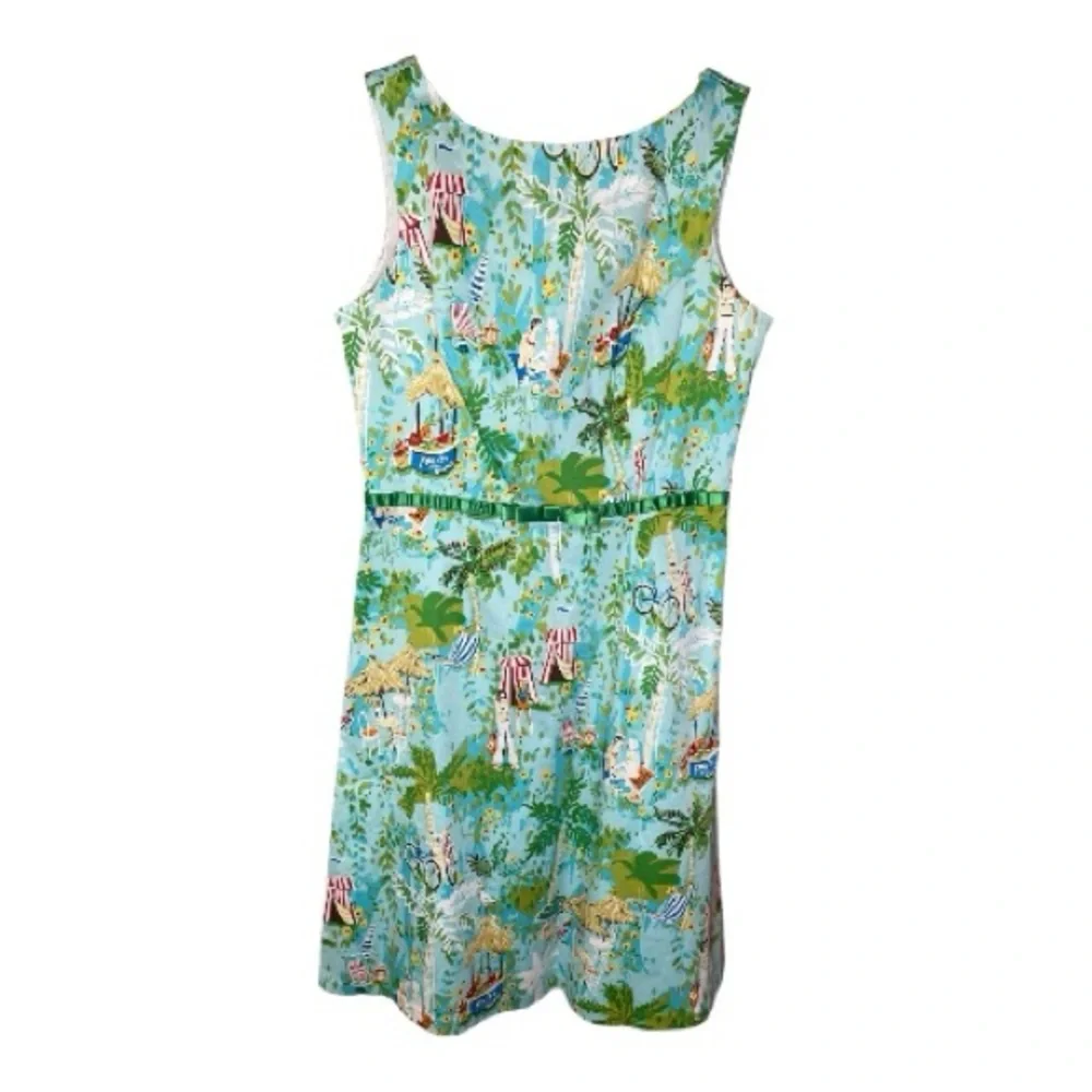 Sangria Multicolor Dress With Beach Print Sz 8 - Picture 2 of 5